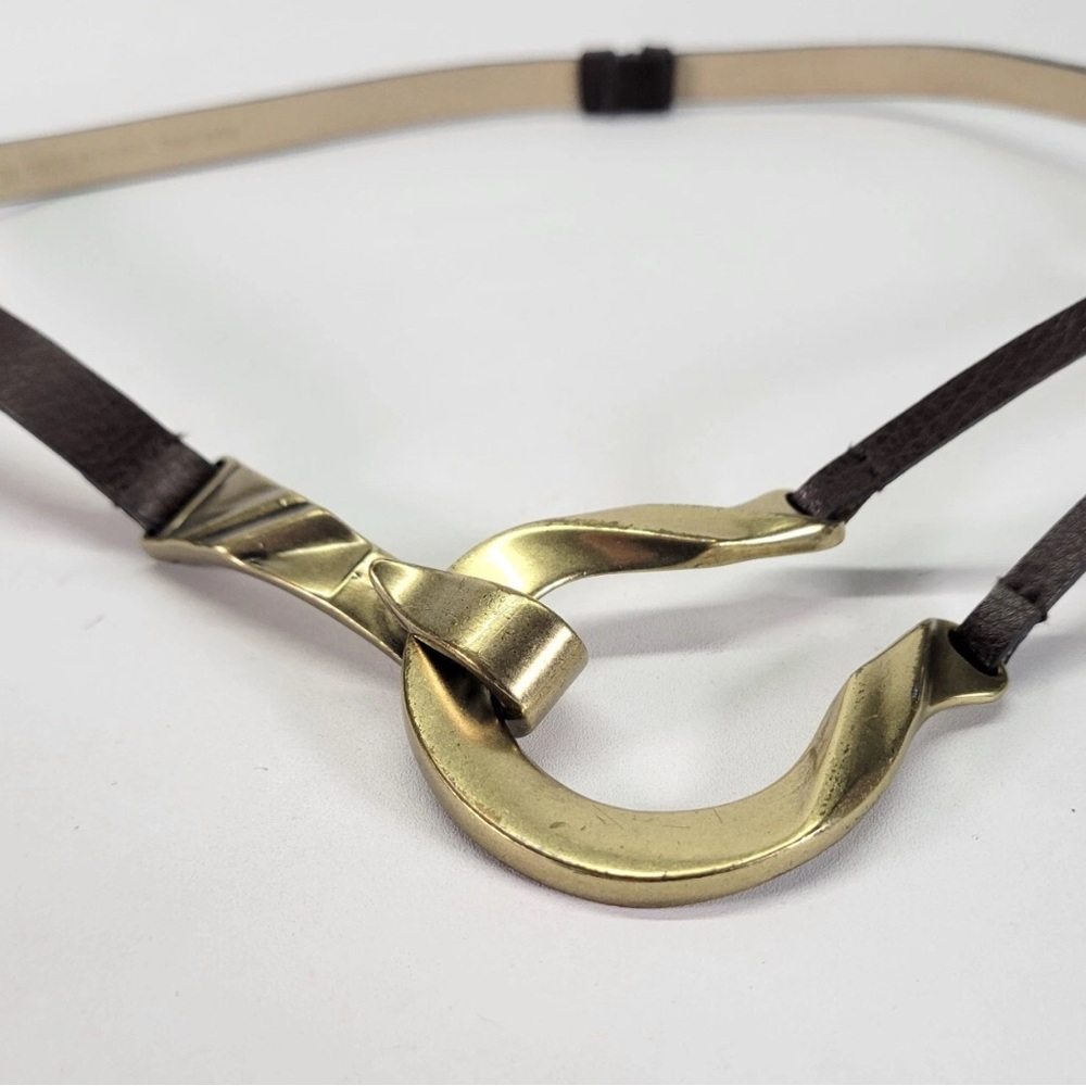 Chicos Gold And Brown  Leather Belt